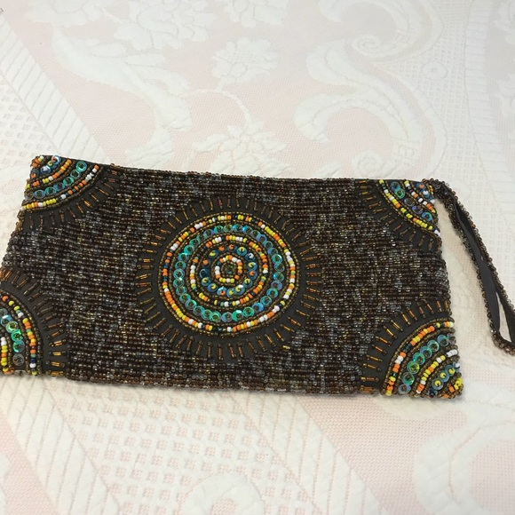 Beaded clutch/wristlet/small purse - Picture 2 of 7